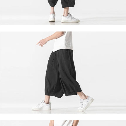 Pantaloni larghi estivi Vendite calde da uomo Harajuku Harem Pantaloni lanterna in cotone e lino Vintage Casual Giappone Samurai Pantaloni a gamba larga da uomo