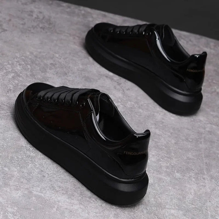 Brand Men's Shoes Black Glossy Casual Men Shoes White Fashion Couple Sneakers Man Shoes for Men