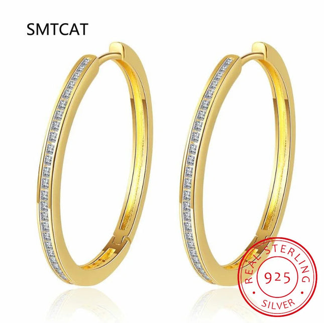 Princess Cut Moissanite Diamond Hoop Earring 925 Sterling Silver for Women 18k Gold Sparkling Square Huggie Fine Jewelry PlatiNum