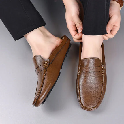 YRZL mocassini estate Slip on mezze scarpe per uomo pantofole in pelle PU Casual traspirante comodi mocassini mocassini scarpe Casual da uomo