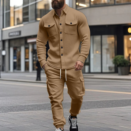 Outdoor Tactical Hunting Jacket for Men, American Heavy Heavy Men's Overalls, lined with Sports Pants, Shirt, 2 Sets PlatiNum