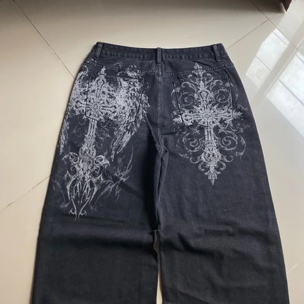 Jeans Baggy Oversize Y2K con Stampa Americana, Stile Harajuku Hip Hop, Pantaloni Larghi Casual da Donna