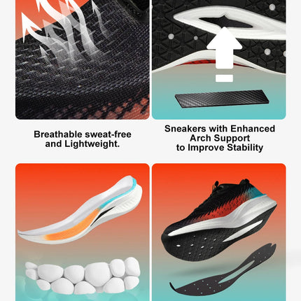 Baasploa Running Shoes Men Carbon Plate Professional Cushioning Anti-slip Sneaker Female Casual Breathable Jogging Sports Shoes PlatiNum