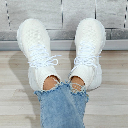Women Casual Mesh Shoes Fashion Knitted Socks Shoes Chunky Shoes Slip-on Casual Sneakers Men Light Breathable Walking Footwear PlatiNum