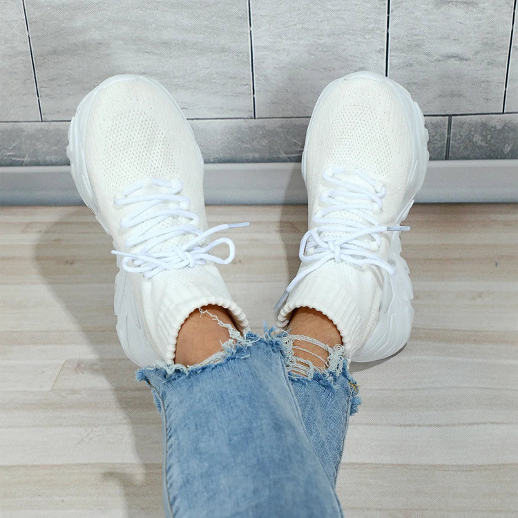 Women Casual Mesh Shoes Fashion Knitted Socks Shoes Chunky Shoes Slip-on Casual Sneakers Men Light Breathable Walking Footwear PlatiNum