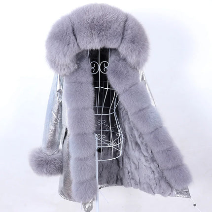 Maomaokong Natural Fur Lining Real Fur Coat Winter Jacket Women Raccoon Fur Collar Warm Thick Parkas Female Clothing