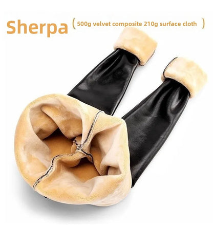 Women's Faux Leather Thermal Pants - High Waist Fleece Lined Leggings, Thick Winter Tights with Tummy Control & Foot Straps 5XL