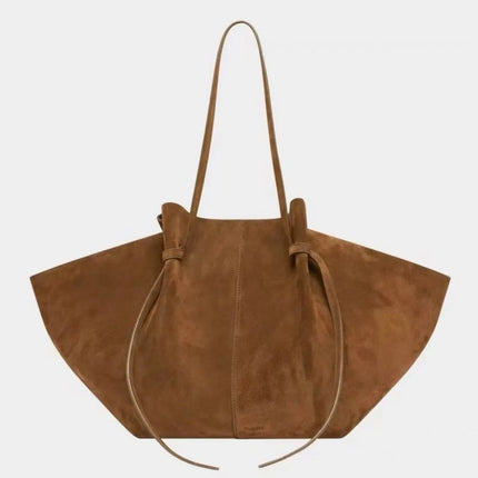 Borsa tote grande da donna, borsa a tracolla in pelle scamosciata, design con nodo, borsa versatile