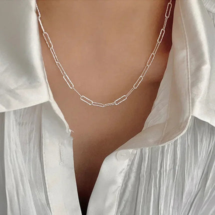 Popular Sparkling Necklace for Women Silver Colour Clavicle Chain Choker Fashion Jewelry Wedding Party Birthday Gift PlatiNum