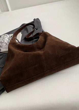 Women Suede Shoulder Bag with Zipper Hobo Bags Large Capacity Handbag Slouchy Bag Commuter Travel Bag Purses and Handbags PlatiNum