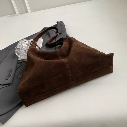 Women Suede Shoulder Bag with Zipper Hobo Bags Large Capacity Handbag Slouchy Bag Commuter Travel Bag Purses and Handbags PlatiNum