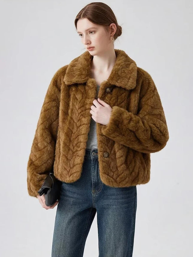 ZADORIN High Quality Winter Mink Coat Woman Korean Style Lapel Short Faux Fur Coat Elegant Long Sleeve Faux Fur Jacket Coats Top