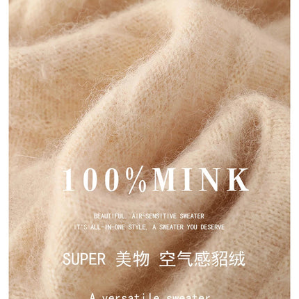 100% Pure Mink Pleated Skirts Women's Elastic High Waist Knitted Dress Fashion Joker Loose Big Swing Skirt Thick Umbrella Skirt PlatiNum