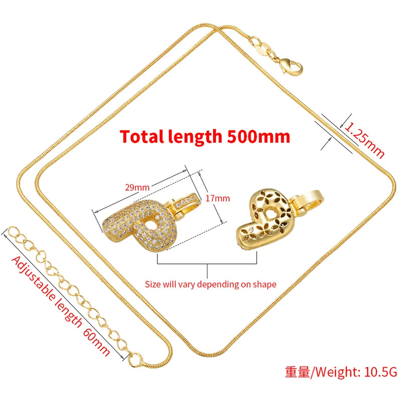 ZHUKOU Colore argento Bubble lettere iniziali collane 26 lettere pendenti collane per le donne Ottone CZ Gioielli all'ingrosso VL34