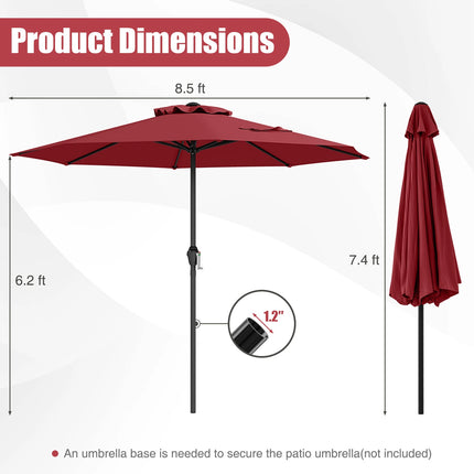 Ombrellone da Esterno con Stecche Verniciate a Polvere, Apertura Manuale, Ventilazione, Resistente al Vento, Protezione Solare per Giardino, Terrazza, Spiaggia