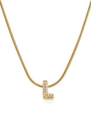 Fashion Tiny CZ Zircon Initial Alphabet Pendant Neckalce Gold Plated Stainless Steel A-Z Letter Necklaces Birthday Gifts Jewelry PlatiNum