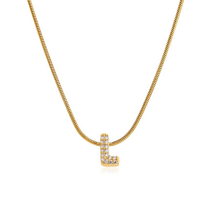 Fashion Tiny CZ Zircon Initial Alphabet Pendant Neckalce Gold Plated Stainless Steel A-Z Letter Necklaces Birthday Gifts Jewelry PlatiNum