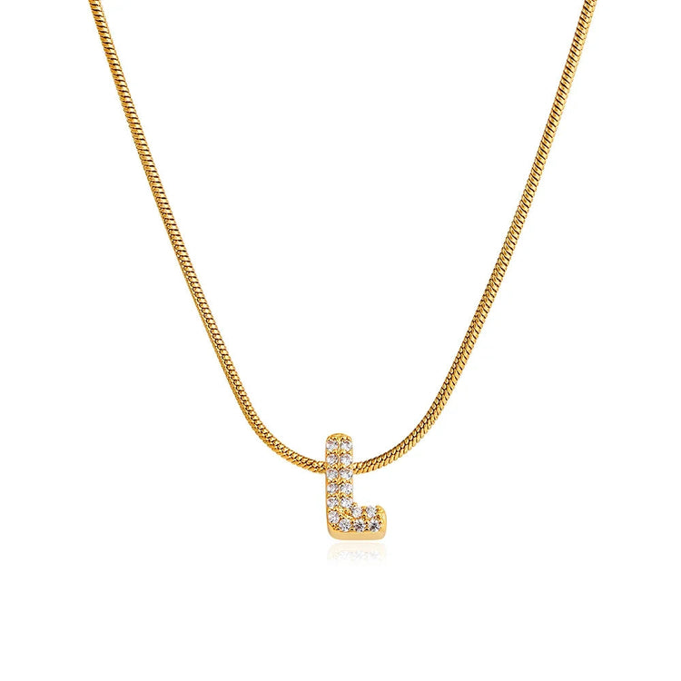 Fashion Tiny CZ Zircon Initial Alphabet Pendant Neckalce Gold Plated Stainless Steel A-Z Letter Necklaces Birthday Gifts Jewelry PlatiNum