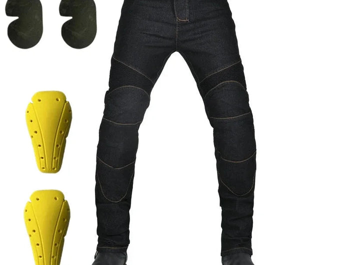 Men's Motorcycle Riding Jeans Pants, Anti-Skid Abrasion Resistant All-Weather Classic Fit Race-Ready Biker Gear PlatiNum