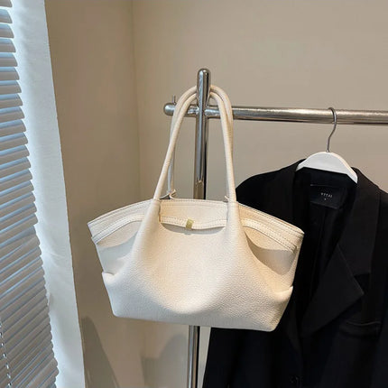 Nuove Borse a Spalla di Lusso 2026 con Motivo Lychee, in Pelle PU Tinta Unita, Borse da Donna di Grande Capacità, Borsa Tote da Viaggio