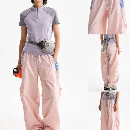 Men Women Splice Fashion Outdoor Loose Casual Lightweight Quick Dry Sports Cargo Baggy Pants Track Trouser Jogger Sweatpants