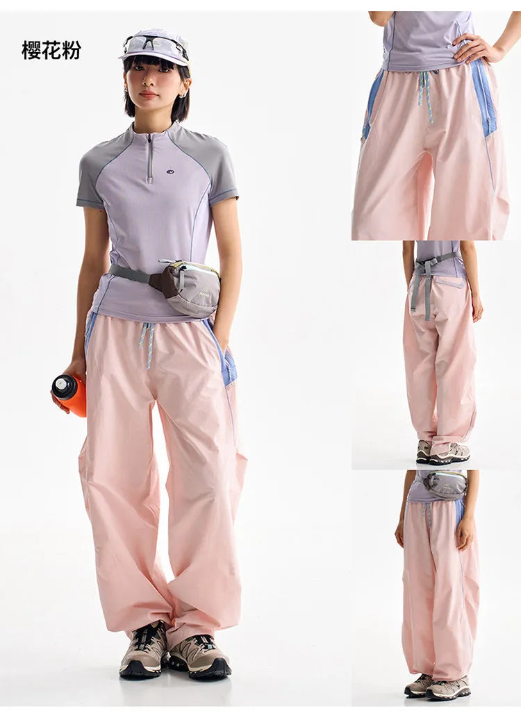 Men Women Splice Fashion Outdoor Loose Casual Lightweight Quick Dry Sports Cargo Baggy Pants Track Trouser Jogger Sweatpants