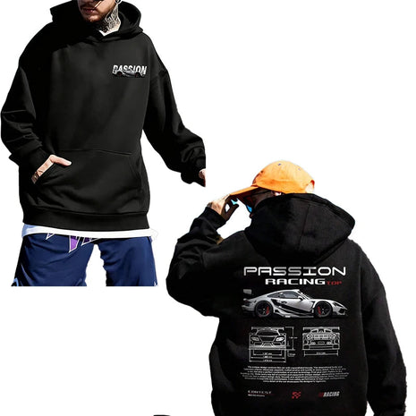 3D Car Print Men's Fashion Long Sleeve Casual Sports Hoodie Sweatshirt, Suitable For Autumn And Spring Outdoor Sports PlatiNum
