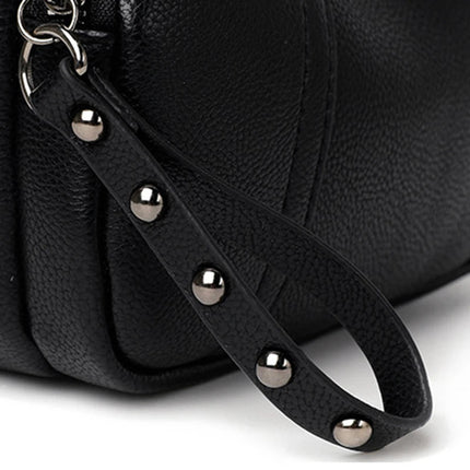 Solid Color Fashionable Rivet Zipper Women's Mobile Phone Bag Simple Soft Leather Shoulder Crossbody Small Square Bag Handbag PlatiNum