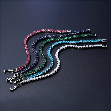 4mm Cubic Zirconia Tennis Bracelet Iced Out Chain Bracelets For Women Men Silver Color Men Bracelet CZ Chain Homme Jewelry PlatiNum