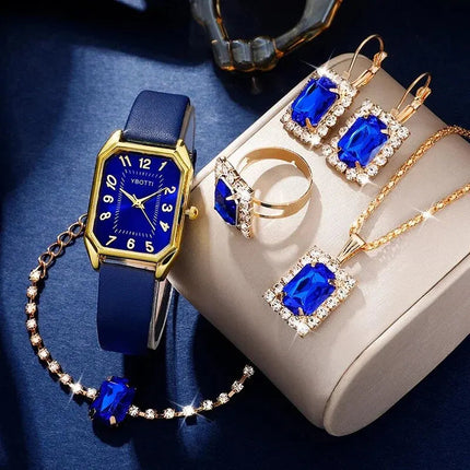 Orologi da donna quadrati di moda di lusso Orologio da polso al quarzo da donna di marca Classico semplice Femme Cinturino in pelle blu Relogio Feminino platinumshop