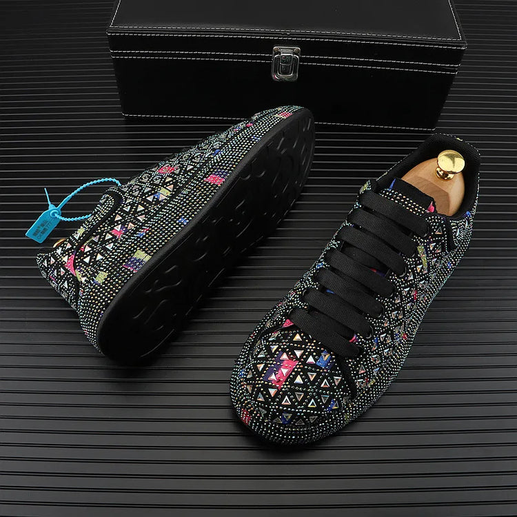 Hot Sale Rhinestone Canvas Shoes Mens Casual Skate Shoes Fashion Street Hip Hop Canvas Sneakers Men Platform Vulcanized Shoes