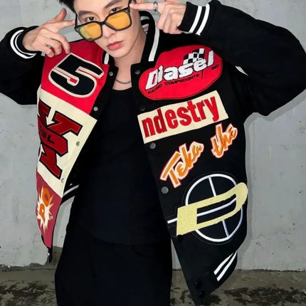 2024 American New Fashion Trend Baseball Uniform Y2K Gothic Harajuku Vintage Baggy Heavy Industry Embroidery Lovers Hip Hop Coat
