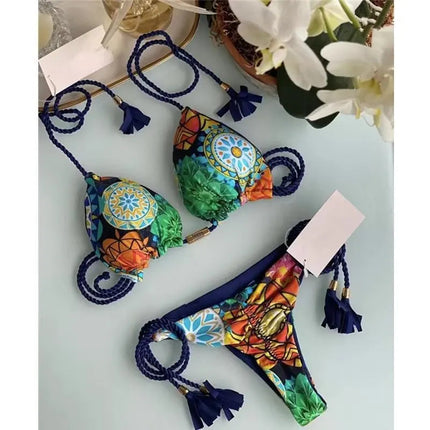 Nuovo Costume da Bagno Sexy da Donna, Set Bikini all'Uncinetto a 2 Pezzi, Triangolare Brasiliano, Push-Up, per Spiaggia Estiva PlatiNum