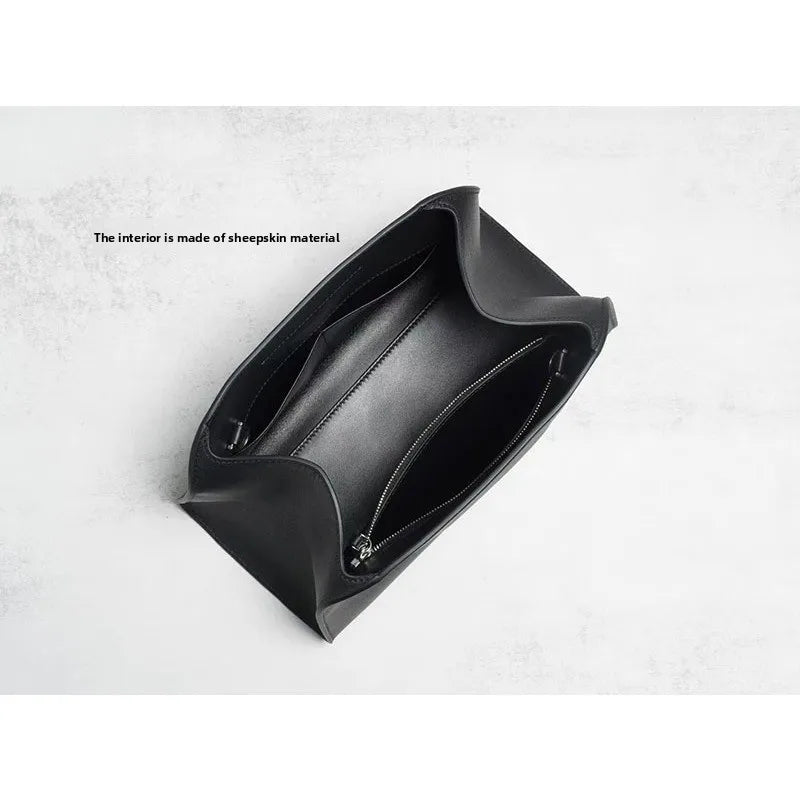 [Full Leather Inside Outside] Drinking Milk Cowhide Imported Saddle Leather Underarm Bag Single Shoulder Crossbody Bag Simple