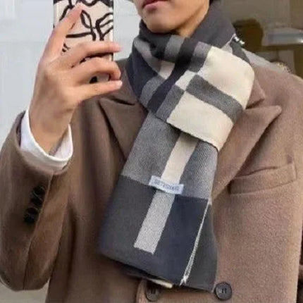 Winter Men Scarf Keep Warm Scarf Casual Fashion Brand Designers Knit Neckerchief Patchwork Wool Cashmere Scarf Shawl Wrap AC2228