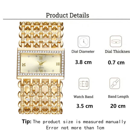 Orologio al quarzo da donna in oro nobile di lusso, orologio da donna con cinturino scheletrato, orologio completo platinumshop