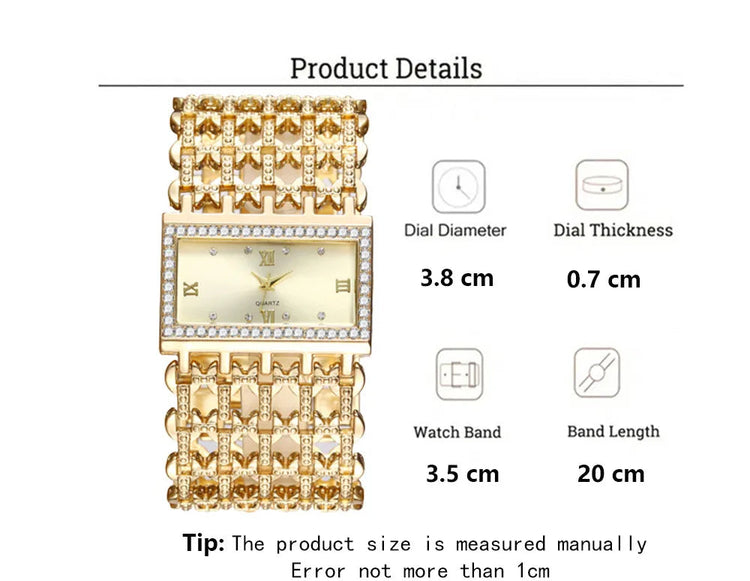 Orologio al quarzo da donna in oro nobile di lusso, orologio da donna con cinturino scheletrato, orologio completo platinumshop