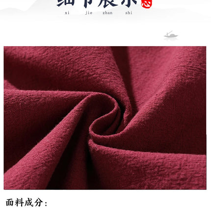 Camicie da Uomo Ricamate in Stile Cinese Retrò, Traspiranti in Lino, Comode, Casual Kung Fu, Abito Tang con Colletto Rialzato