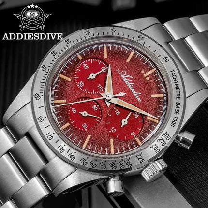 ADDIESDIVE Chronograph Watch For Men 10Bar Waterproof 316L Stainless Steel 0S20 C3 Vintage Luminous Luxury  Quartz Watch AD2552