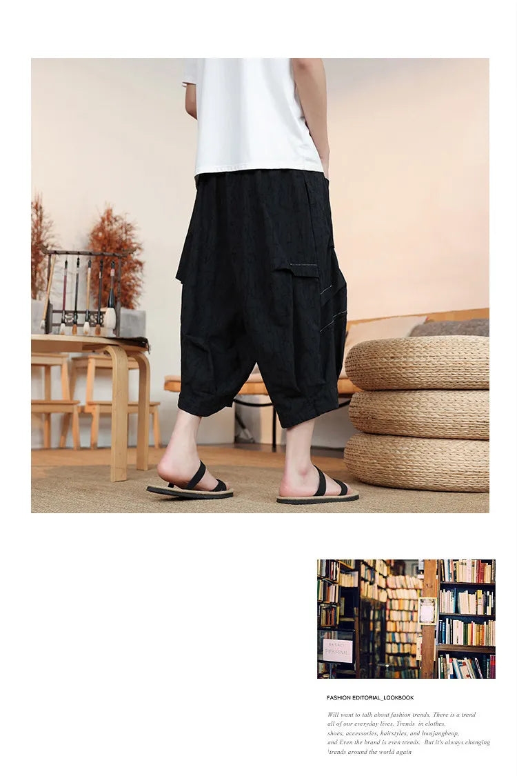 Pantaloncini Estivi da Uomo Taglie Forti in Cotone Comodi Stile Cinese Vintage Moda Casual Sportivi a Lanterna Taglie Grandi fino alla 8XL
