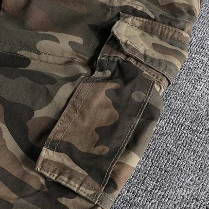 Heavyweight Camouflage Pants Men Clothing Multi-pockets Solid Color Patchworked Outdoor Trousers Retro Cargo Casual Wear Jogger