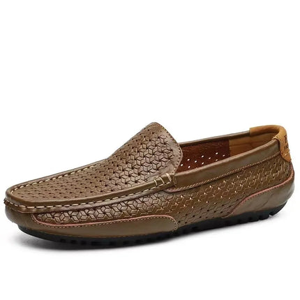 2024 Summer Men Casual Shoes Luxury Brand mocassini da uomo in vera pelle mocassini scavano scarpe da guida traspiranti Slip on