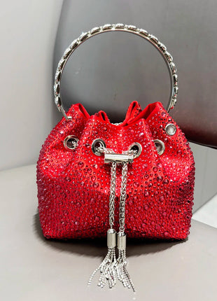 Handle Rhinestones Evening clutch Bag Purses and handbag luxury Designer shoulder bag Shiny Crystal Clutch purse bucket bag PlatiNum