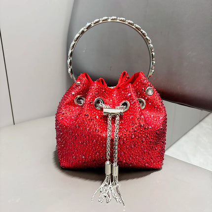 Handle Rhinestones Evening clutch Bag Purses and handbag luxury Designer shoulder bag Shiny Crystal Clutch purse bucket bag PlatiNum