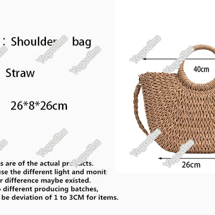 Borse in paglia intrecciata per donna Borsa da viaggio fatta a mano al mare Borsa da spiaggia estiva Nuova borsa a secchiello con manico Shopping Tote Bag Basket Bolsa
