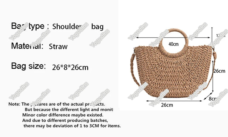 Borse in paglia intrecciata per donna Borsa da viaggio fatta a mano al mare Borsa da spiaggia estiva Nuova borsa a secchiello con manico Shopping Tote Bag Basket Bolsa