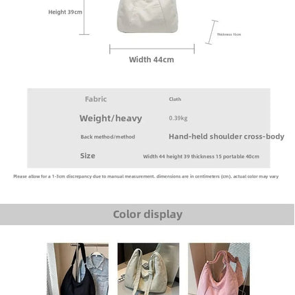 New Large Capacity Casual Crossbody Bag Simple Artistic Commuter Student Single Shoulder Bag Outdoor Leisure Women's Tote Bag PlatiNum