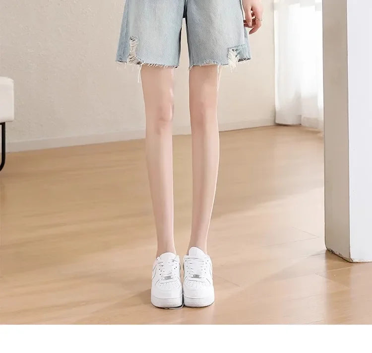 Blue Denim Shorts For Women High-Waisted Loose-Fit Slimming Casual Straight-Leg Mid-Length Summer New Arrival 2024 PlatiNum