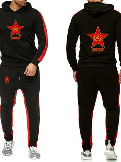 Retro CCCP 2025 Spring Autumn Men's New Solid Color Set Soviet Union USSR Casual Pullover Long Pant 2-piece Jogger Sports Suit