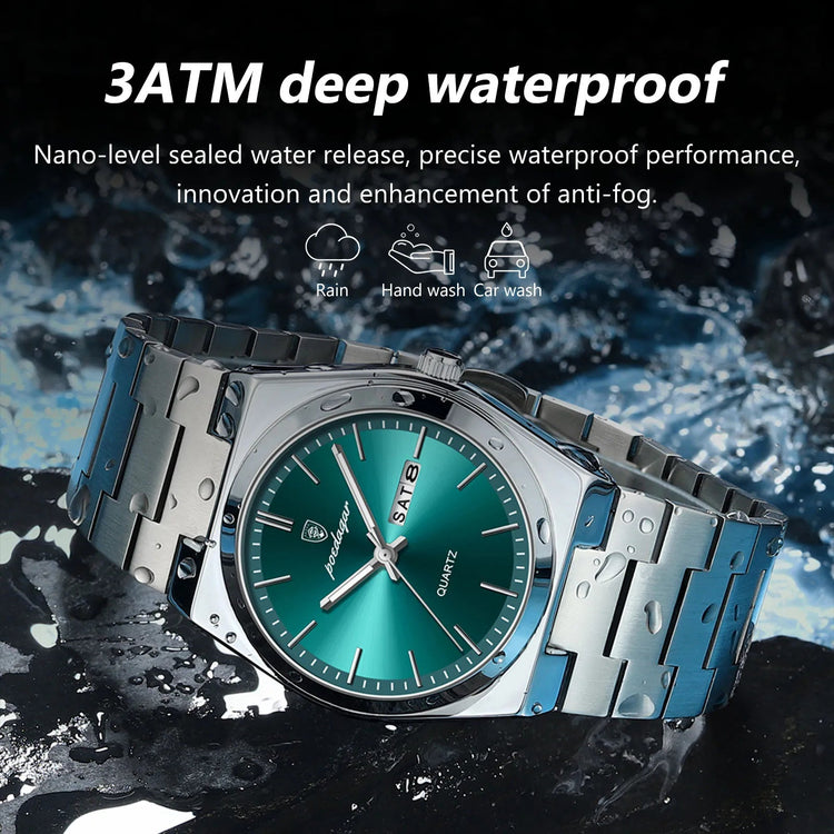 POEDAGAR Orologi da uomo di lusso Impermeabile luminoso Data Settimana Orologio da uomo in acciaio inossidabile Moda casual Orologio da polso da uomo al quarzo Reloj platinumshop